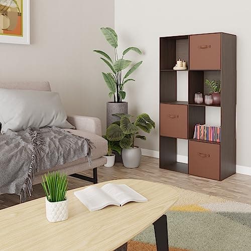 Amazon Basics Storage Cube Shelf Organizer, 8 Cubes, Espresso