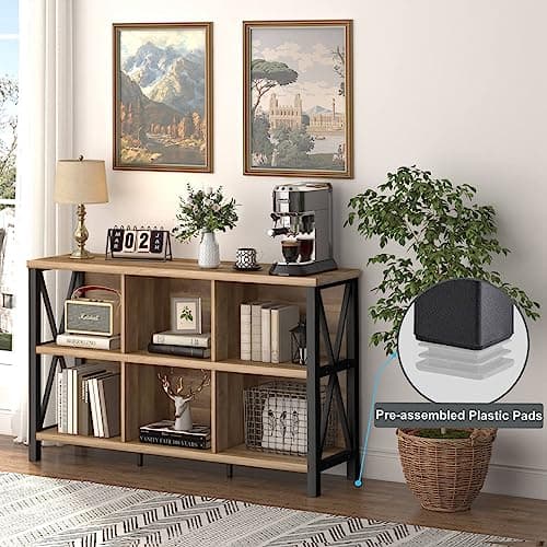 Fatorri Rustic Oak 47 Inch Cube Storage Bookcase with Shelf