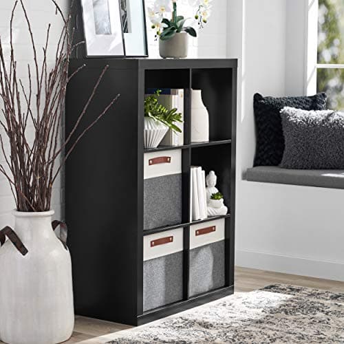 Better Homes & Gardens Weathered Bookshelf Storage Cabinet (White 4-Cube, Solid Black 6-Cube)