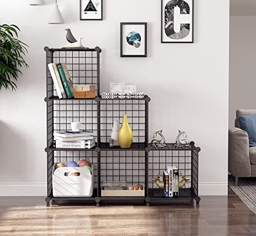 AWTATOS Black Metal 6 Cube Storage Shelves, Closet Organizer for Home Office Closet