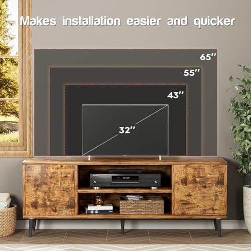 YESHOMY 58 Inch Rustic Brown TV Stand for 65" TVs, Storage Console