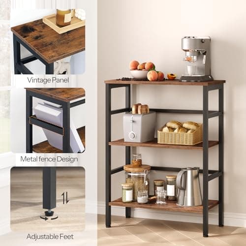 HOOBRO 3-Tier Rustic Brown Industrial Bookshelf