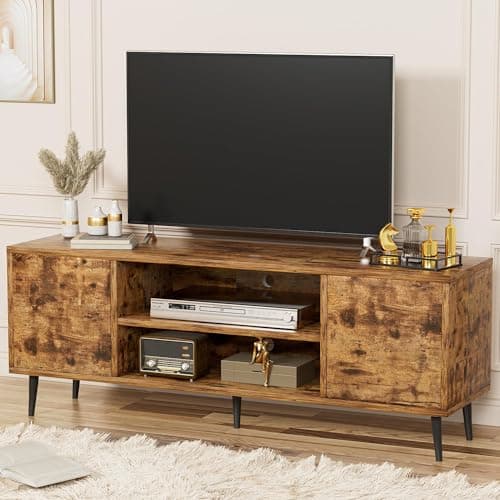 YESHOMY 58 Inch Rustic Brown TV Stand for 65" TVs, Storage Console