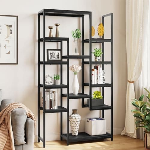 YITAHOME 71" Tall Rustic Brown Bookshelf with 12 Shelves for Living Room, Bedroom, Office
