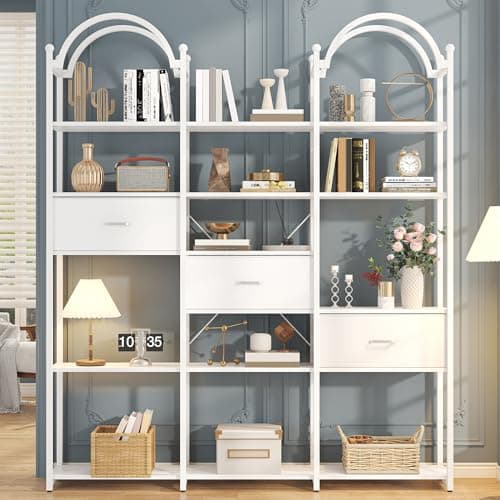 Semoic 3-Tier Industrial Wood Bookshelf, Brown Metal Frame, Living Room & Study Storage Organizer