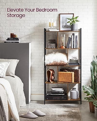 VASAGLE 5-Tier Bookshelf, Rustic Brown and Black ULBC121B01