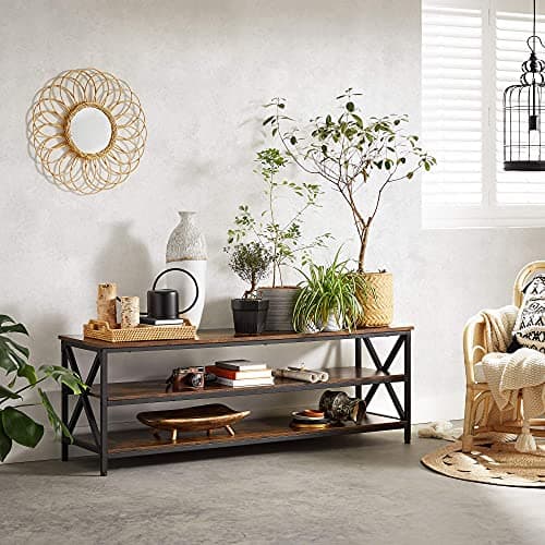 VASAGLE Rustic Brown & Black TV Stand TV Table ULTV100B01