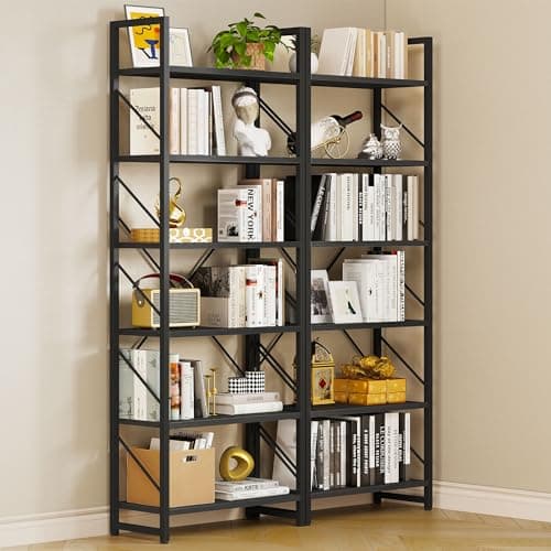 YITAHOME Modern 6 Tier Bookshelf for Living Room, Black