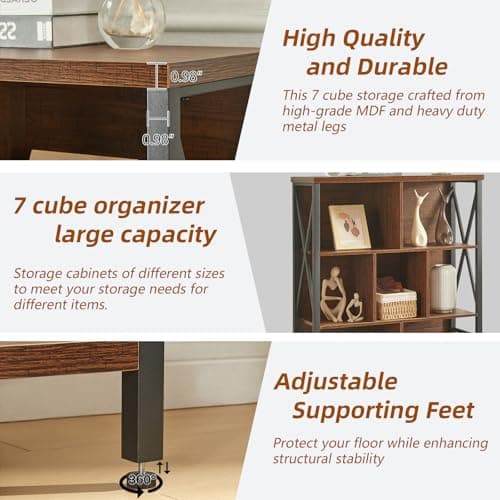 Rustic Cube Bookshelf with Storage for Home and Kids Rooms