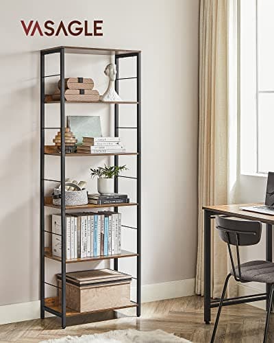 VASAGLE 6-Tier Industrial Bookshelf, Rustic Brown & Black for Living Room, Office ULLS118B01