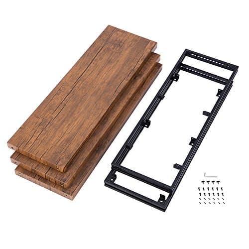 Rustic Industrial 3-Tier Bookshelf, Brown Wood and Metal