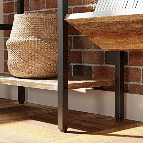 IRONCK Industrial Triple Wide 5 Tiers Bookshelf with Metal Frame for Living Room and Home Office