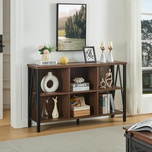 Rustic Short Wide Cube Storage Organizer Shelf for Living Room or Office