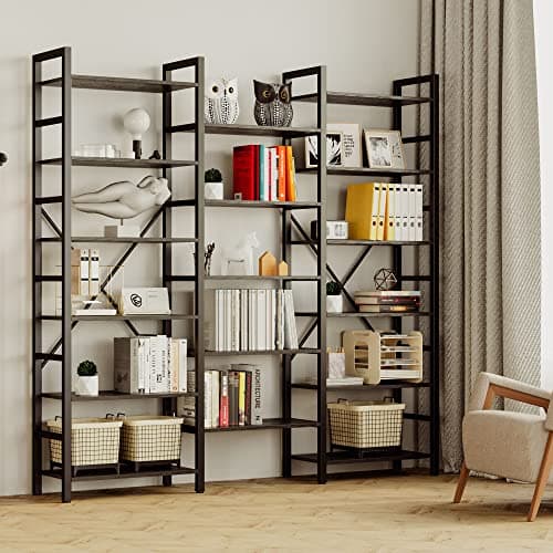 IRONCK 6-Tier Industrial Metal Bookshelf for Living Room & Office