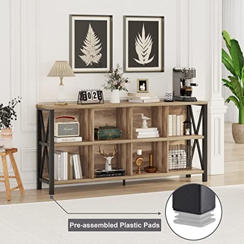 FATORRI 8-Cube Rustic Wood Storage Organizer for Living Room (62 Inch)