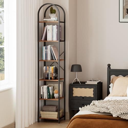 Homdy 6-Tier Narrow Bookshelf for Home Office, Living Room