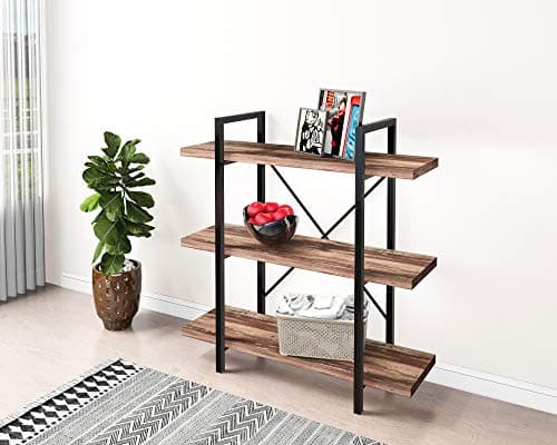 Vintage Brown 3-Tier 45MinST Industrial Bookcase