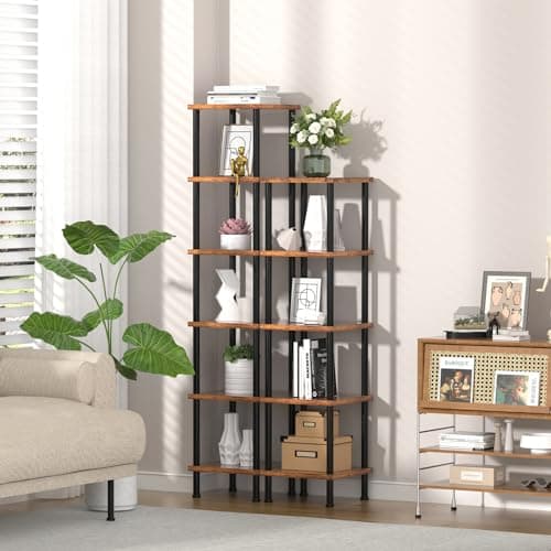 Industrial 5-Tier Square Shelf Stand Display Rack for Living Room, Home Office, Kitchen