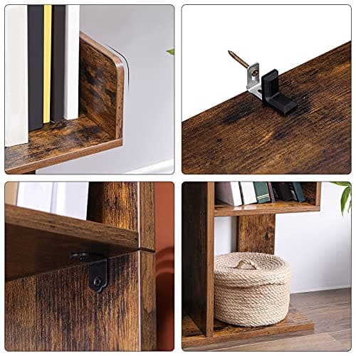 VASAGLE Rustic Brown Tree-Shaped Bookshelf with 8 Shelves