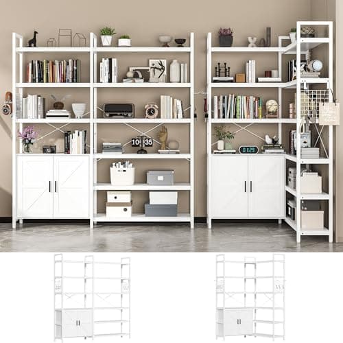 Semoic 3-Tier Industrial Wood Bookshelf, Brown Metal Frame, Living Room & Study Storage Organizer