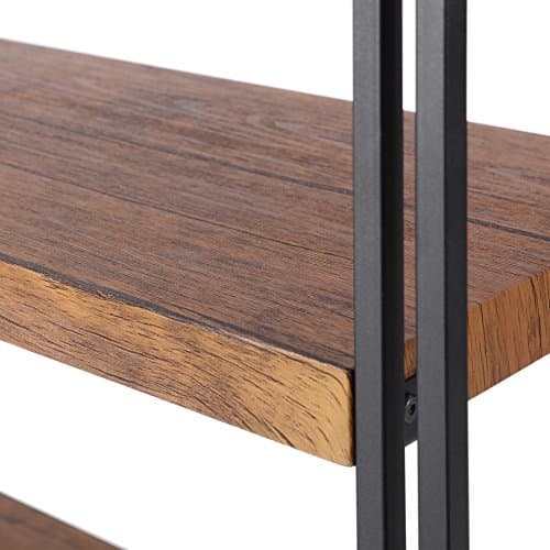 Rustic Industrial 3-Tier Bookshelf, Brown Wood and Metal