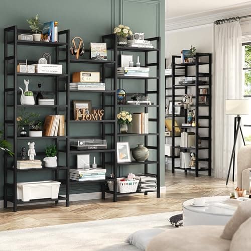 Homykic Black Bamboo 6-Tier 6ft Tall Bookshelf, 17 Open Shelves for Home Office, Bedroom, Living Room