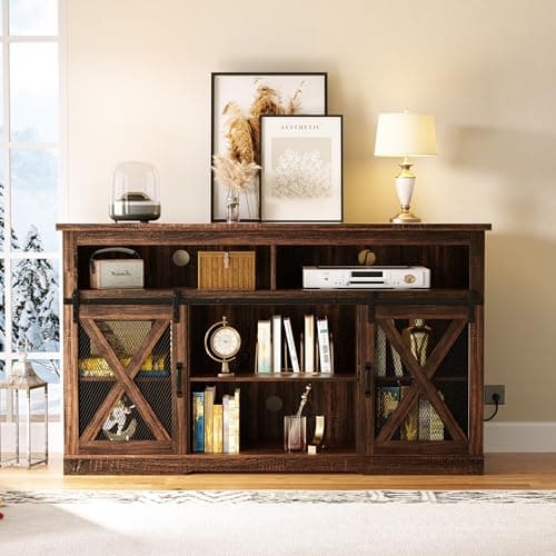 Xilingol Tall TV Stand with Power Outlets & Storage for 65+ Inch TVs