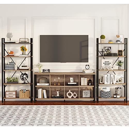 FATORRI 8-Cube Rustic Wood Storage Organizer for Living Room (62 Inch)