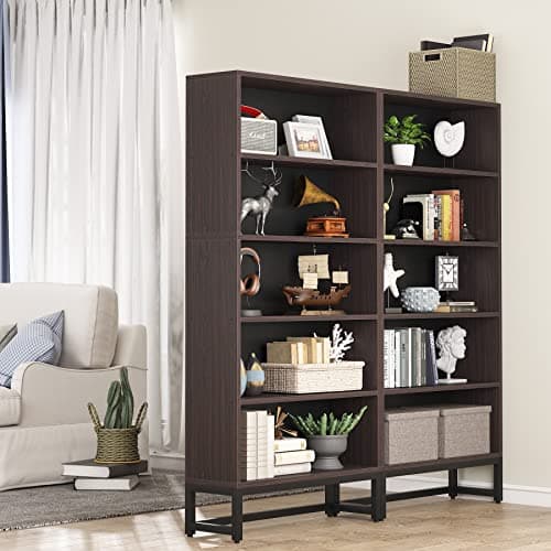 Tribesigns Sandalwood Large 70.8” 5-Tier Bookcase Organizer for Living Room, Bedroom
