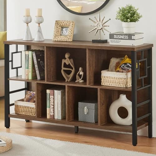 HOMISSUE 3-Tier Rustic Cube Storage Organizer - Industrial Horizontal Bookshelf for Living Room, Office, and Entryway in Grey