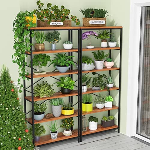 Himimi 6 Tier Vintage Standing Bookshelf for Living Room & Home Office