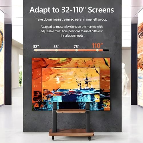 Art Leon Design Modern Rolling Walnut Finish TV Stand for 32-70 Inch LCD/LED Screens
