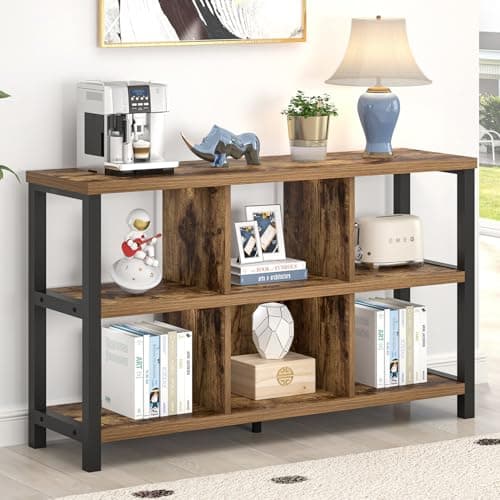 FOLUBAN Light Grey 47 Inch Wood & Metal Cube Storage Organizer