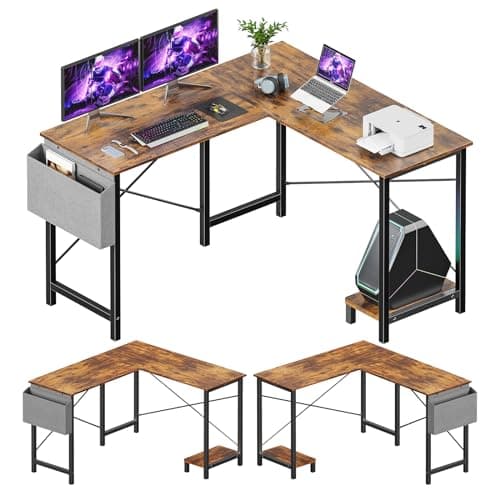 L-Shaped Gaming Desk - 50 Black Computer Table for Home Office and Small Spaces