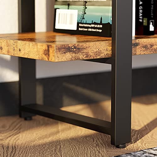 IRONCK Double Wide 5 Tier Wood & Metal Bookshelf, Large Open Shelves, Home Office Furniture, Easy Assembly