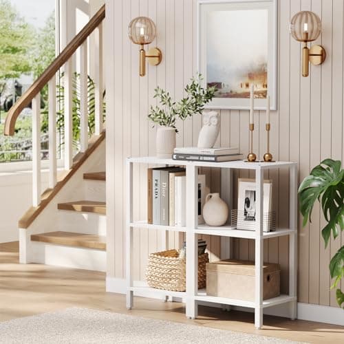 TUTOTAK 6-Tier Tall Narrow Bookshelf, White BS01BW006