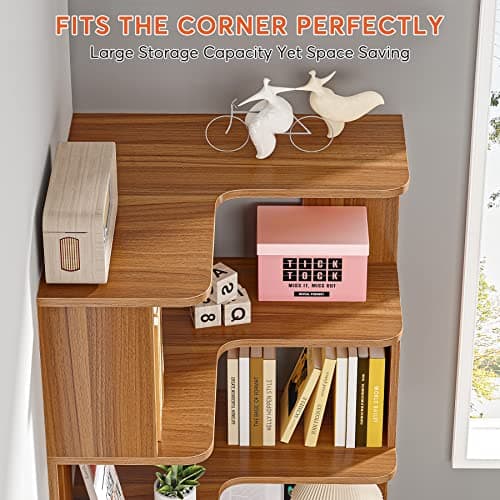 Tribesigns 6-Tier Industrial L-Shaped Bookshelf, 64.9 Inches Tall
