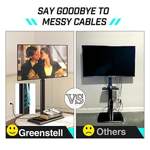 GREENSTELL Height Adjustable TV Stand with Power Outlet