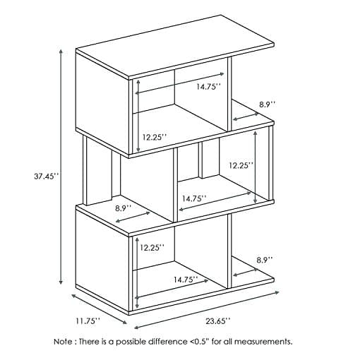 Furinno Simply Modern 3-Tier Open Bookshelf