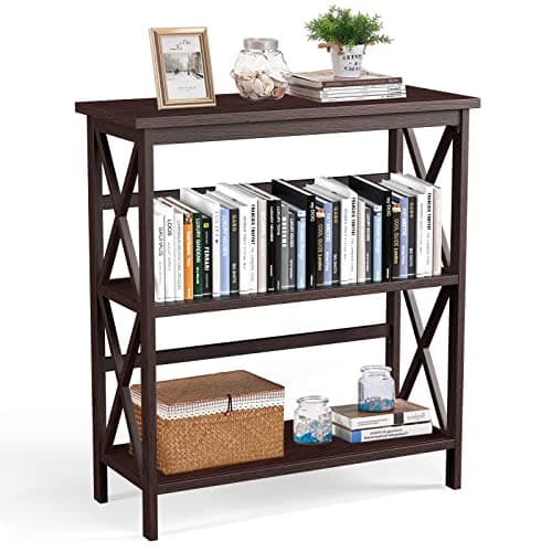Tangkula Black X-Design 3-Tier Bookshelf for Living Room and Office