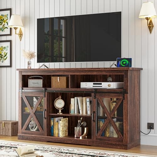 Xilingol Tall TV Stand with Power Outlets & Storage for 65+ Inch TVs
