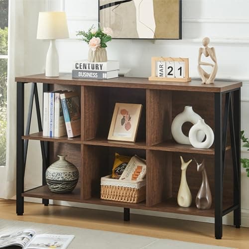 Rustic Cube Storage Organizer Shelf for Living Room or Office in Grey