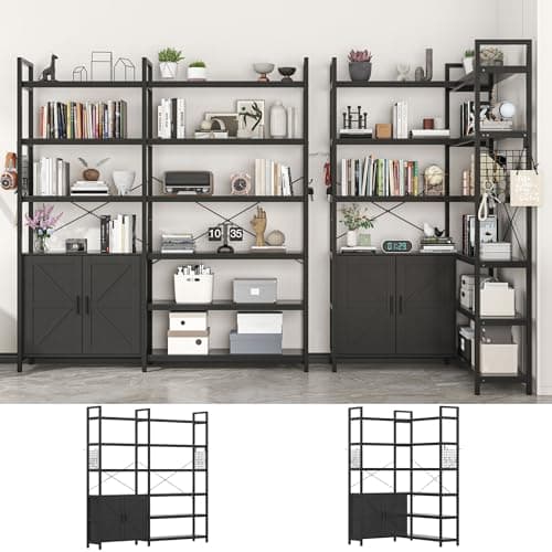 Semoic 3-Tier Industrial Wood Bookshelf, Brown Metal Frame, Living Room & Study Storage Organizer