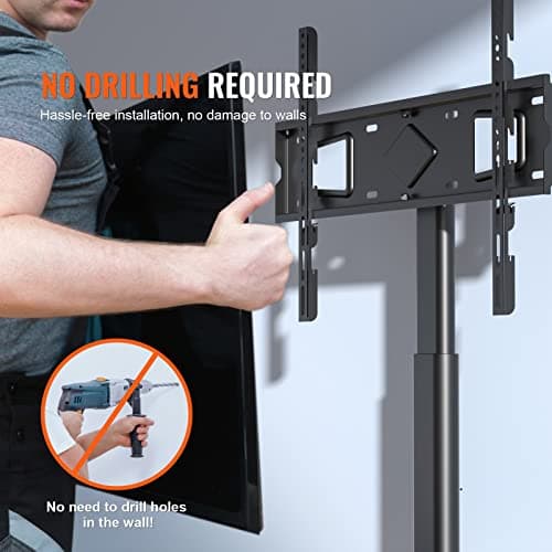 VEVOR Adjustable Swivel TV Stand, 32-65 Inch, Tempered Glass Base