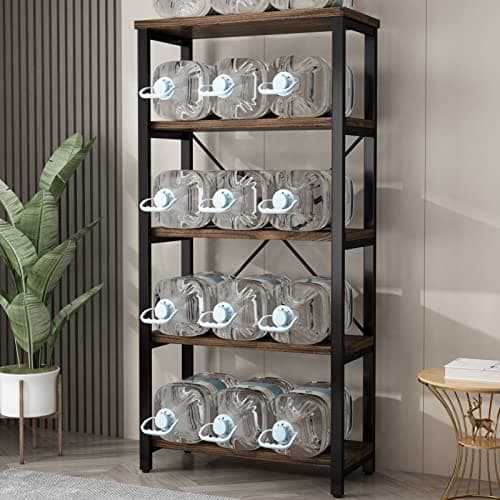 Vintage Industrial 5 Tier Metal and Wood Bookshelf (AY01)