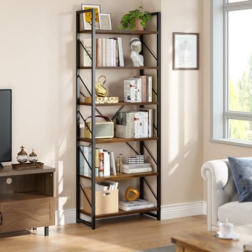 YITAHOME Modern 6 Tier Bookshelf for Living Room, Black