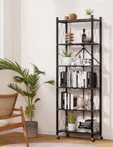 73.6 Inch Tall Metal Bookshelf, 6 Tier, Heavy Duty, Black (1PACK)
