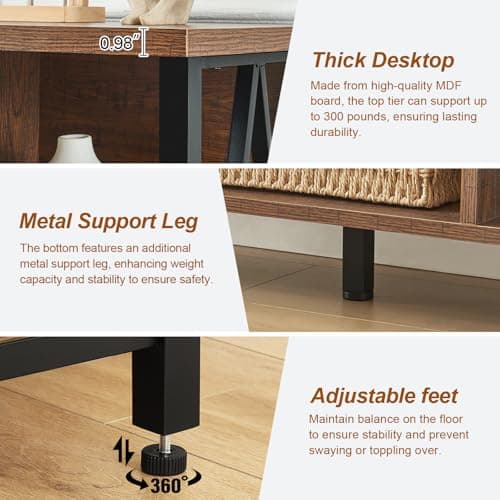 Rustic Short Wide Cube Storage Organizer Shelf for Living Room or Office