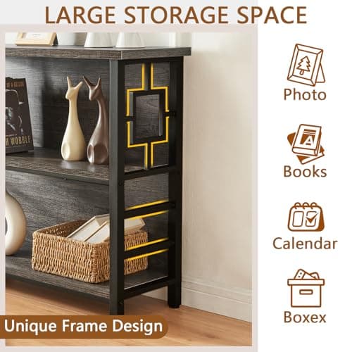 Short Bookshelf for Small Spaces: Engineered Wood and Metal Shelf Bookcase