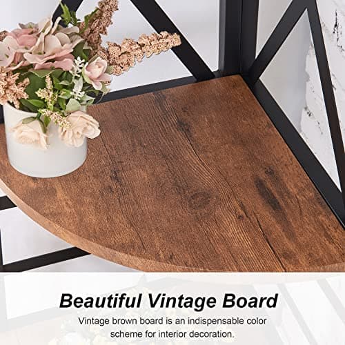 72 Inch Industrial Rustic Brown Corner Shelf Stand for Home and Office